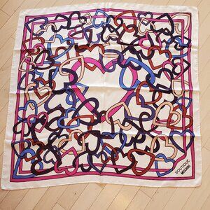 Moschino boutique! 100% Silk Scarf , Heart Monogram (90x90 cm)